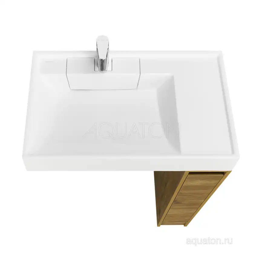 Тумба под раковину Aquaton Лондри 80 под стиральную машину без фасада 1A267101LHDR0 напольная цвет, дуб рустикальный фото 3