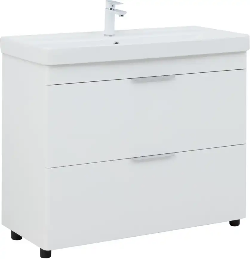 Тумба под раковину Aquanet Ирис New 100 напольная, белый глянец, напольная, 339257 фото 1