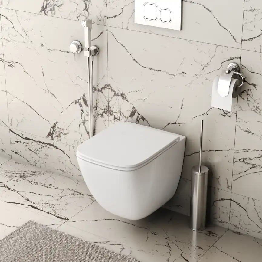 Подвесной унитаз Grossman GR-4497SQC безободковый, смыв торнадо, Белый глянцевый фото 2