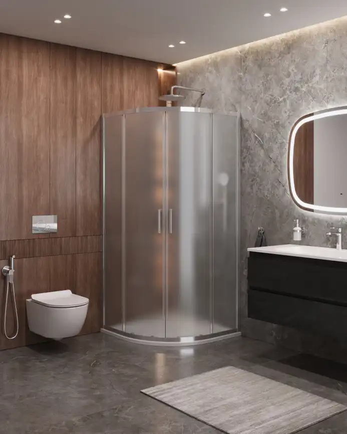 Душевой уголок CEZARES MOLVENO-R-2-90-P-Cr стекло Матовое рифленая, профиль Хром фото 1