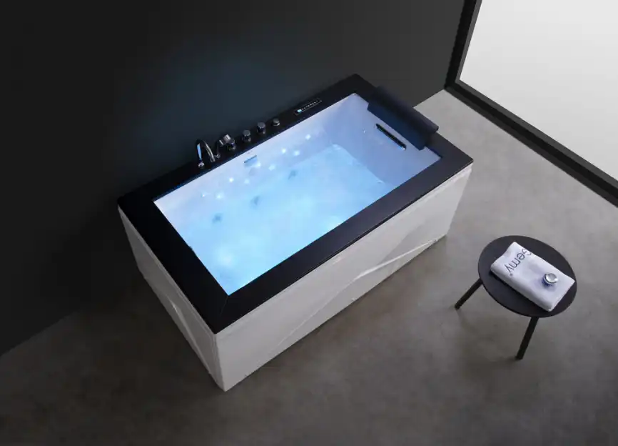 Акриловая ванна Gemy G9258 180х100 с гидромассажем, прямоугольная фото 3