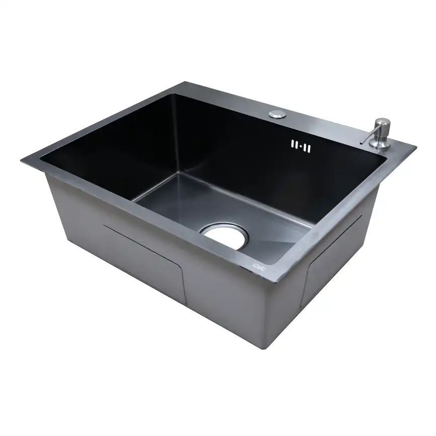 Кухонная мойка AZARIO NICOLE 500х500х220 нержавеющая сталь, черная соты: AZB5050H фото 3