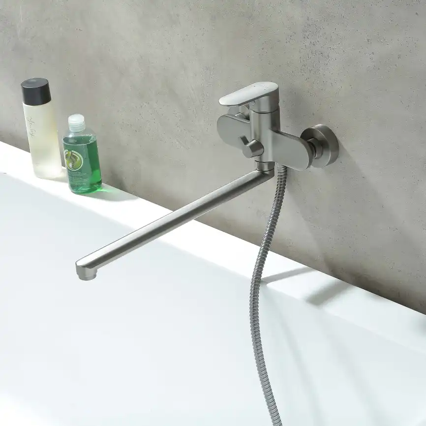 Смеситель для ванны Aquatek Ника AQ1842BGM с длинным изливом, Оружейная сталь фото 8