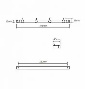 Планка с 4-мя крючками 27 см BEMETA DARK Черная матовая 104606100 фото 2