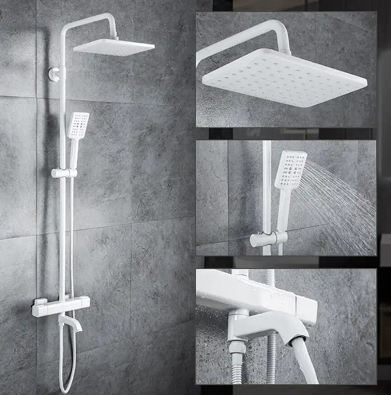 Душевая система Gappo G2491-8 с тропическим душем и термостатом, Белый / Хром фото 1