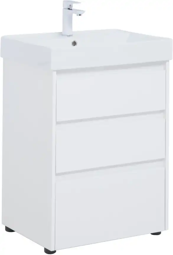 Тумба под раковину Aquanet Nova Lite 60 белый глянец (3 ящика) 302469 фото 1