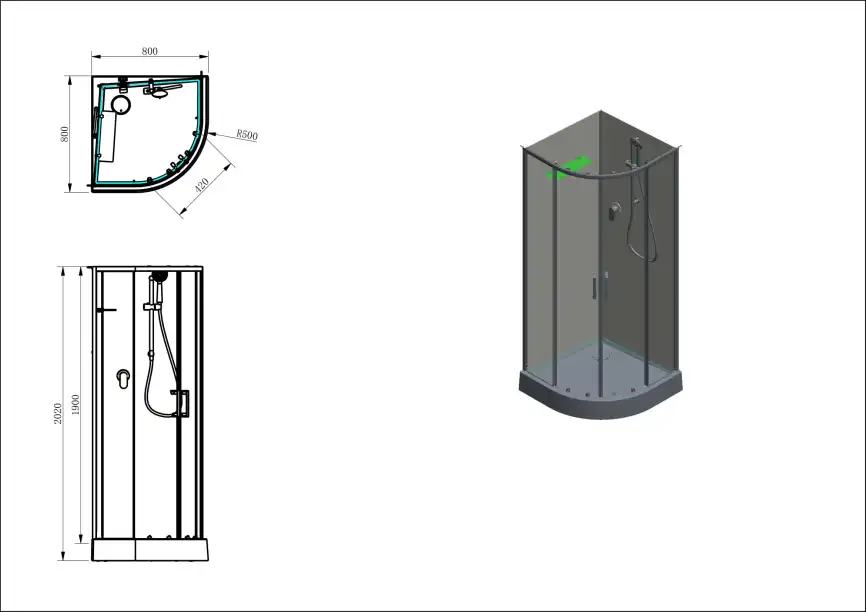 Душевая кабина Aquanet Passion EVO R Black 80x80 фото 2
