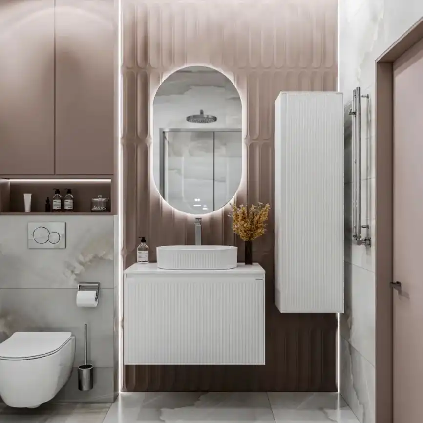 Шкаф-пенал для ванной Grossman Кристалл 35 подвесной, белый глянцевый (303545) фото 2