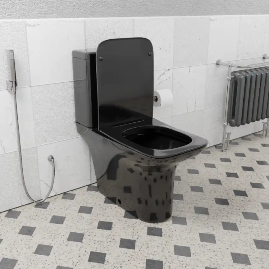 Унитаз-компакт Ceramalux 9125-18, безободковый, с бачком и сидением микролифт Черный фото 3