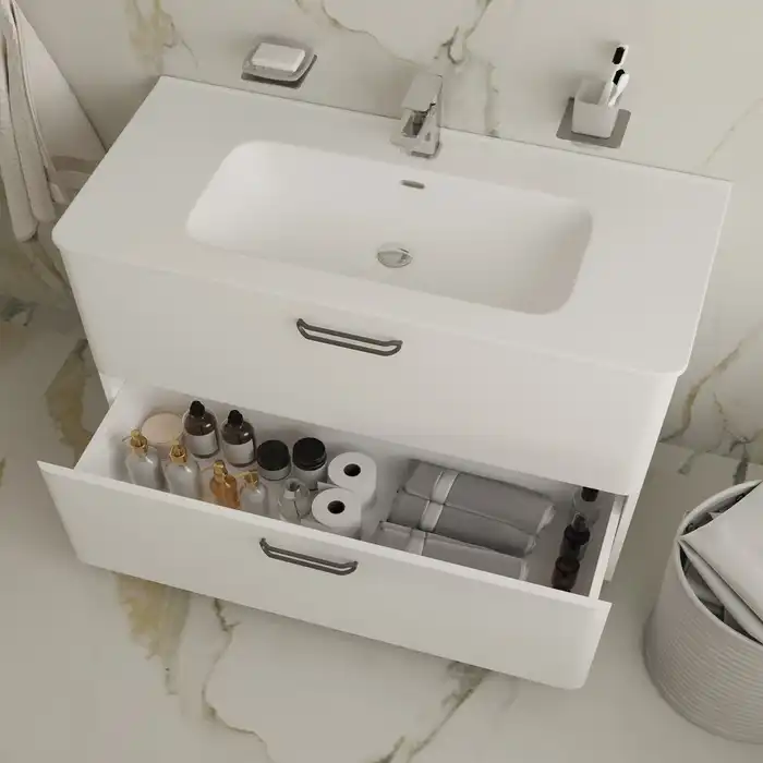 Тумба с раковиной IDDIS Brick 100, напольная, Белая, BRI10WFi95K фото 3