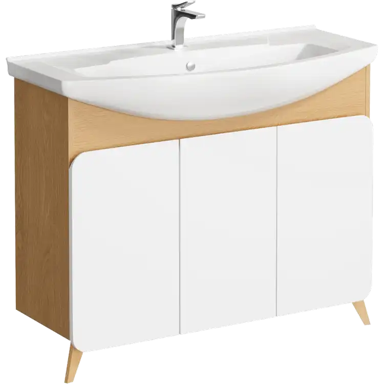 Тумба с раковиной напольная Aqwella Basic 100 см, BAS0110DZ, цвет Дуб золотой фото 1