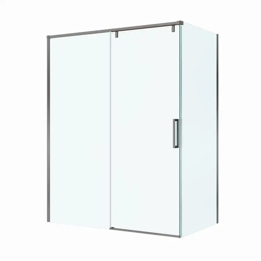 Душевой уголок BelBagno SOFT_CLOSE-1-AH-1-150/100-C-GM стекло прозрачное, профиль Оружейная сталь фото 10