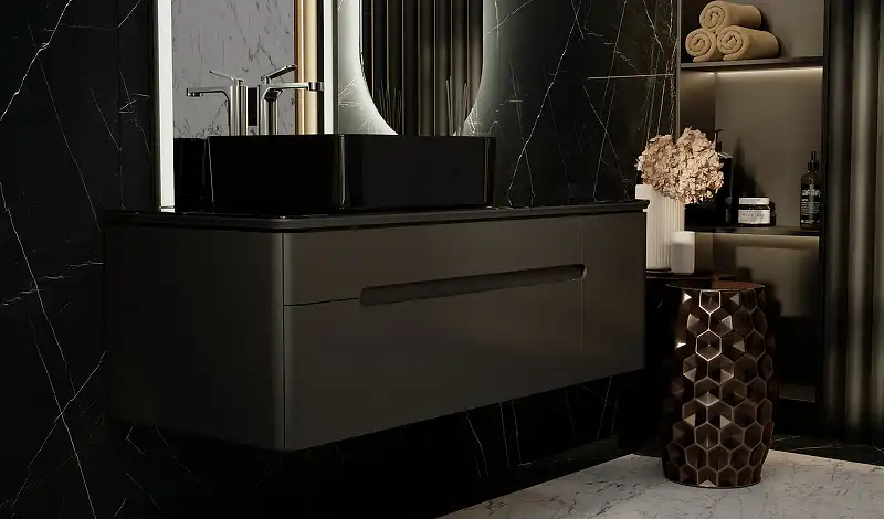 Тумба под раковину Jorno SHINE 120 Shi.01.120/P/A Серый антрацит фото 9