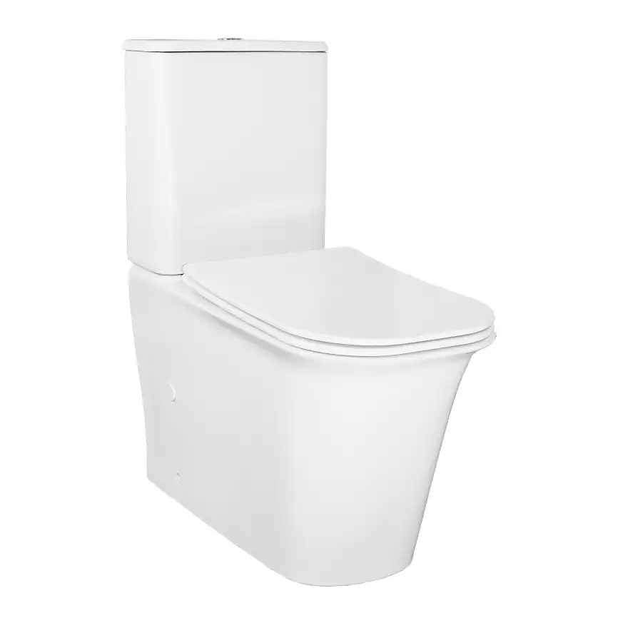 Унитаз напольный Azario VELISE AZ-1222A безободковый, с бачком и сидением микролифт, Белый глянцевый фото 1
