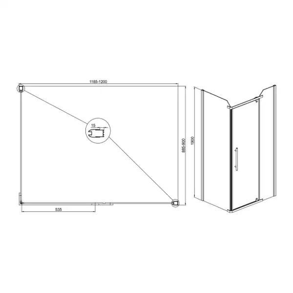 Душевой уголок Sole Quadro 120х90 профиль Хром стекло прозрачное фото 2