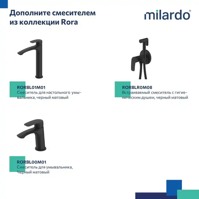 Душевая система Milardo Rora RORBL02M67 для душа, встраиваемый цвет, Черный матовый фото 13