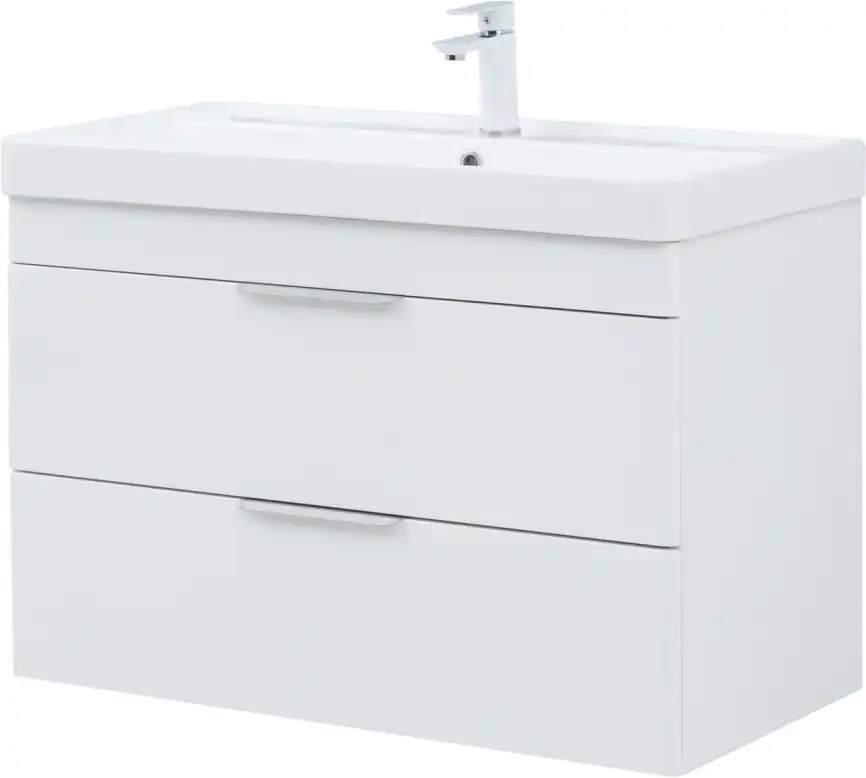 Тумба под раковину Aquanet Ирис New 90 белый глянец, подвесная, 336311 фото 10