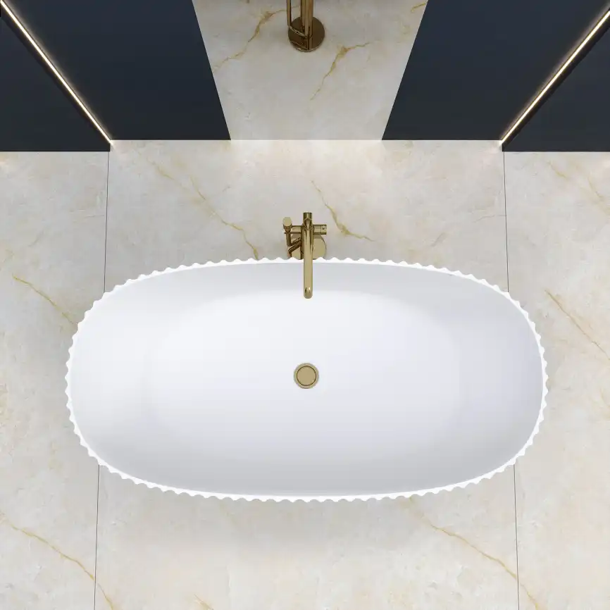 Ванна из литьевого мрамора  Aqua de Marco Sapphire 170х85х61 Solid Perfection 1170WSAPP_SOL, Белая матовая фото 5