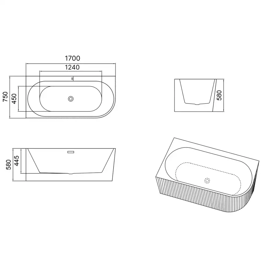 Акриловая ванна Azario LAGO GARDA 170х75 AZ-6724-A2 L 17075, асимметричная, левая фото 6