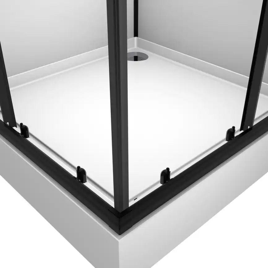 Душевая кабина Loranto 90х90 низкий поддон, прозрачное стекло, профиль Черный, CS-21801 фото 4