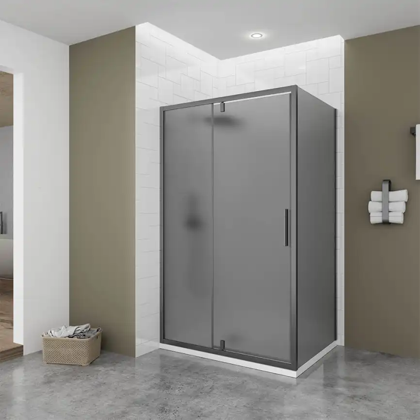 Душевой угол Veconi Ottimo P20SP GR, 1200х800х1900 графит брашинг, стекло тонированное матовое фото 1