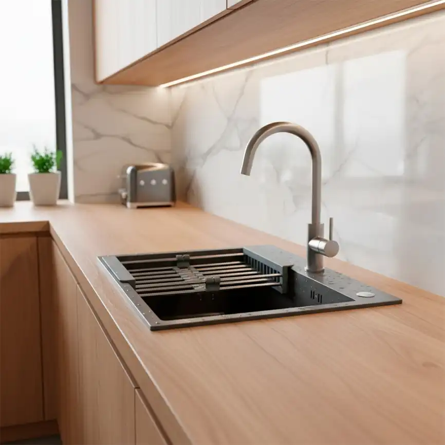 Кухонная мойка AZARIO NICOLE 500х500х220 нержавеющая сталь, серая соты: AZG5050H фото 10