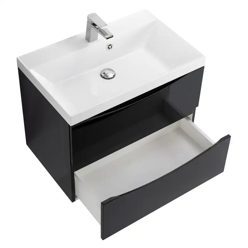 Тумба под раковину BelBagno MARINO-600-2C-SO-NL-P подвесная Nero Lucido фото 4