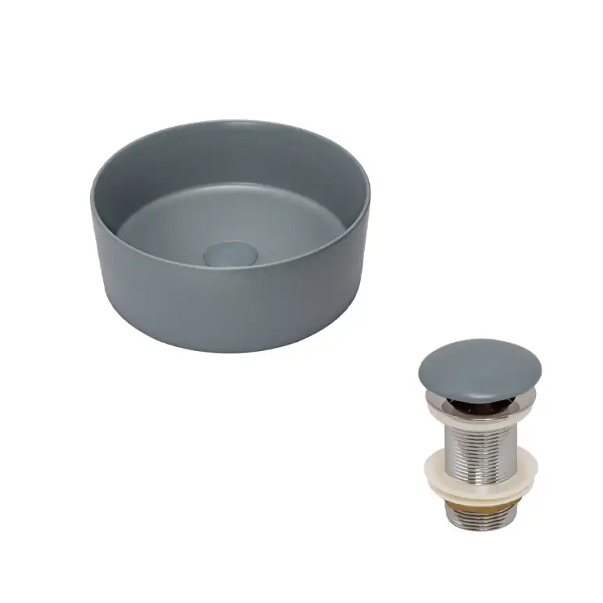 Раковина AVS Лилиан 36x36 голубая матовая с донным клапаном фото 1