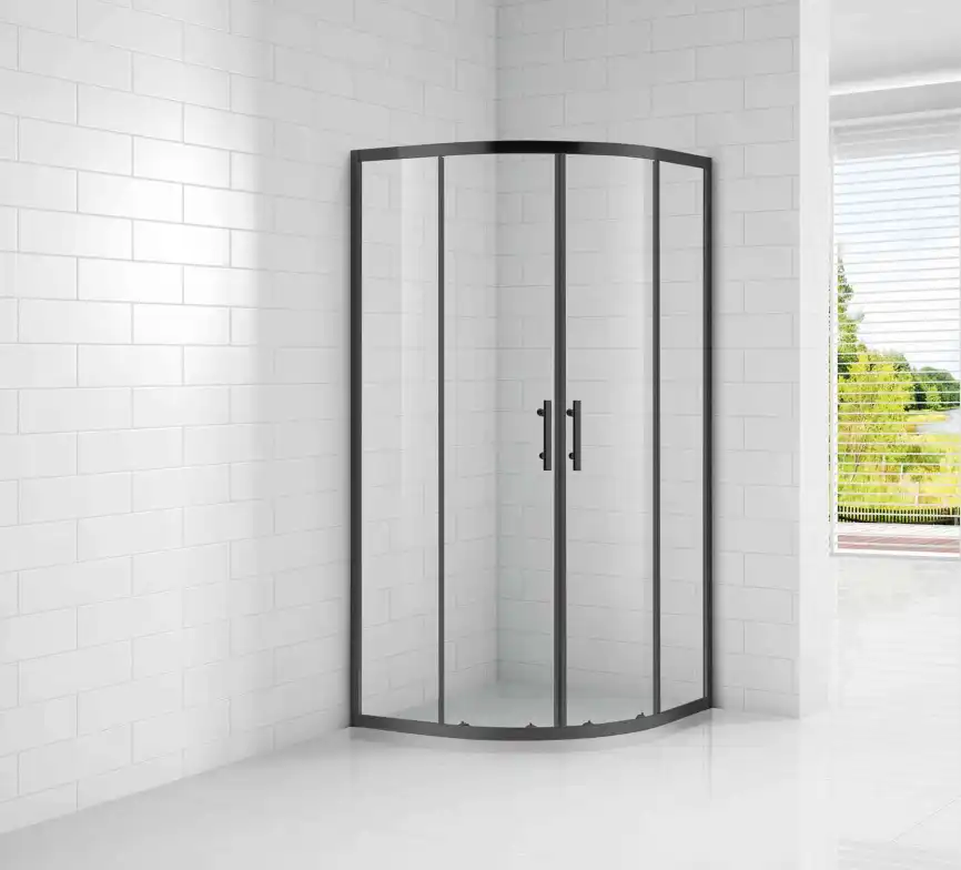 Душевой уголок CEZARES ECO-O-R-2-90-C-NERO профиль Хром стекло Прозрачное фото 1
