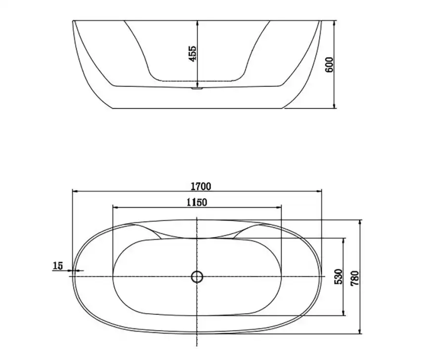 Акриловая отдельностоящая ванна Aquatek Аполо 170х78 см, AQ-1155778, белая глянцевая фото 2
