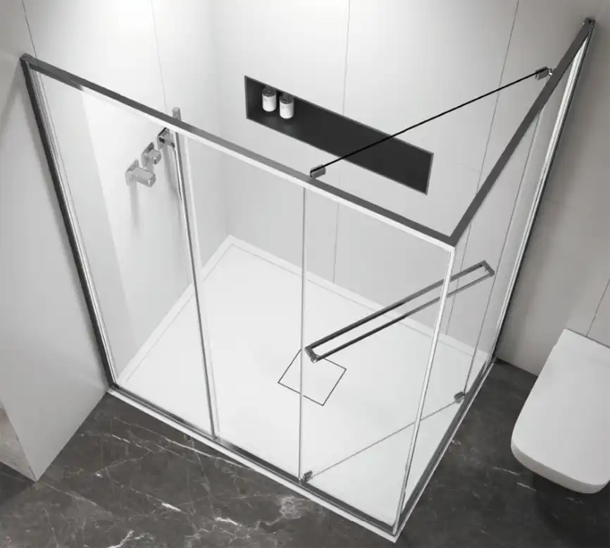 Душевой уголок Azario 90х90 AZ-L47-90-MB-CL, профиль черный матовый, стекло Прозрачное фото 3
