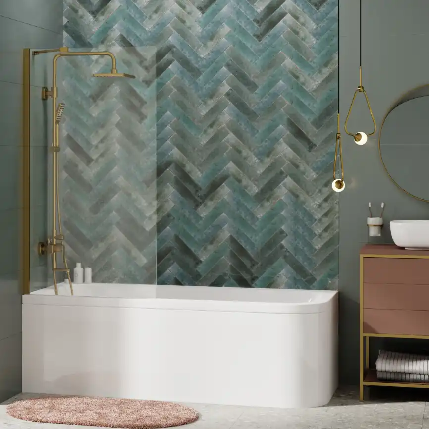 Шторка для ванны WasserKRAFT Aisch 55P 80 см, 55P01-80, профиль Золото, стекло Прозрачное фото 2