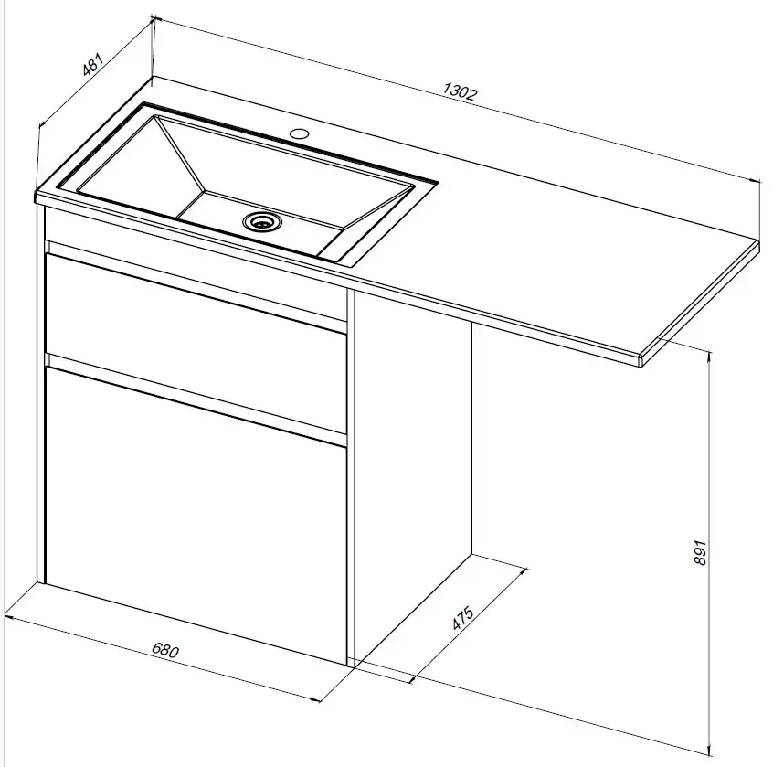 Тумба под раковину Aquanet Токио 130/68 дуб веллингтон (напольная 2 ящика) 333652 фото 2