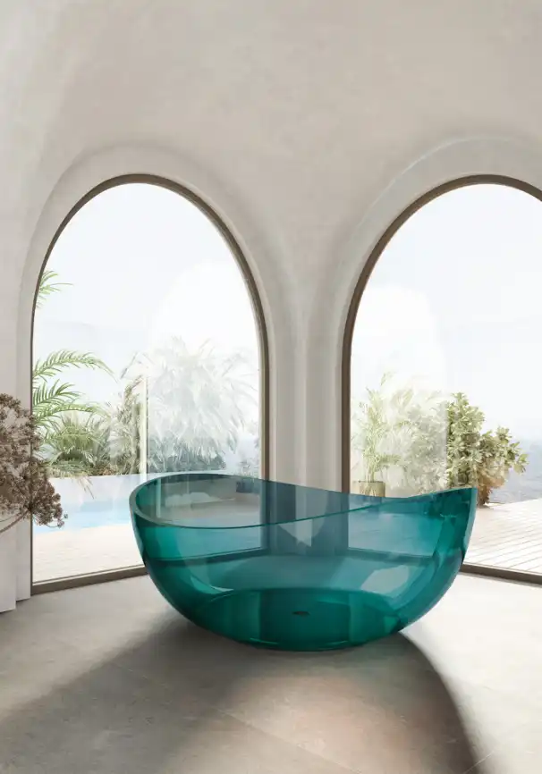 Прозрачная ванна ABBER Kristall AT9705Aquamarin 150х150 бирюзовая фото 4