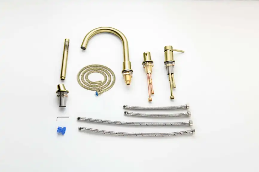 Смеситель на борт ванны Aquatek Европа AQ1348BG, Золото матовое фото 12