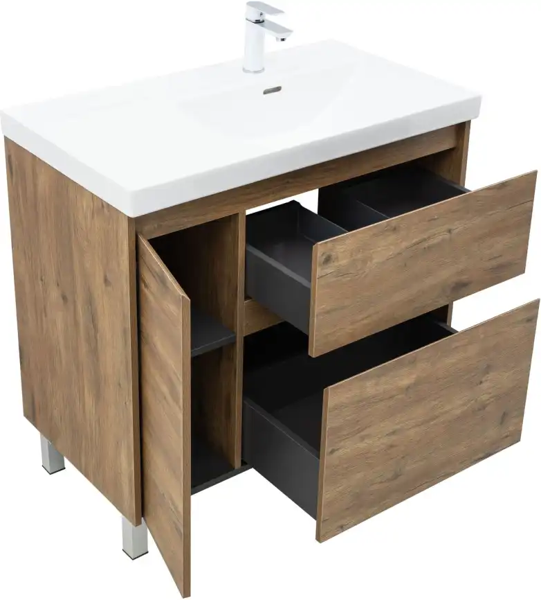 Тумба под раковину Aquanet Nova Lite 2.0 90 напольная, дуб рустикальный, правая, 346345 фото 4