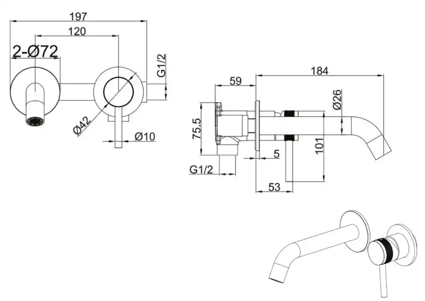 Смеситель для раковины Allen Brau Priority 5.31030-00 встраиваемый, с внутренней частью, Хром фото 2