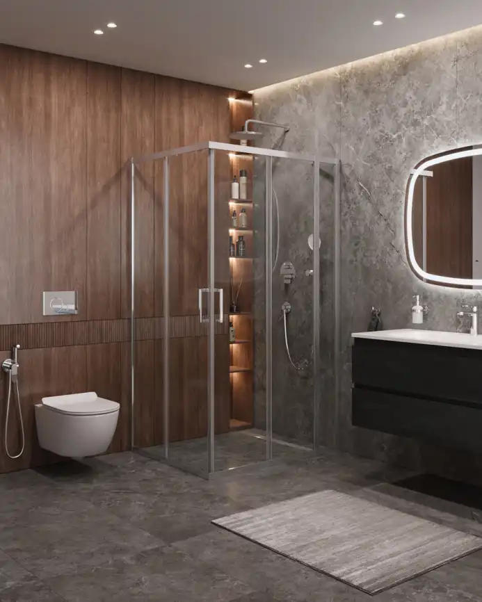 Душевой уголок CEZARES MOLVENO-AH-21-80+20-C-Cr-IV стекло Прозрачное, профиль Хром фото 1