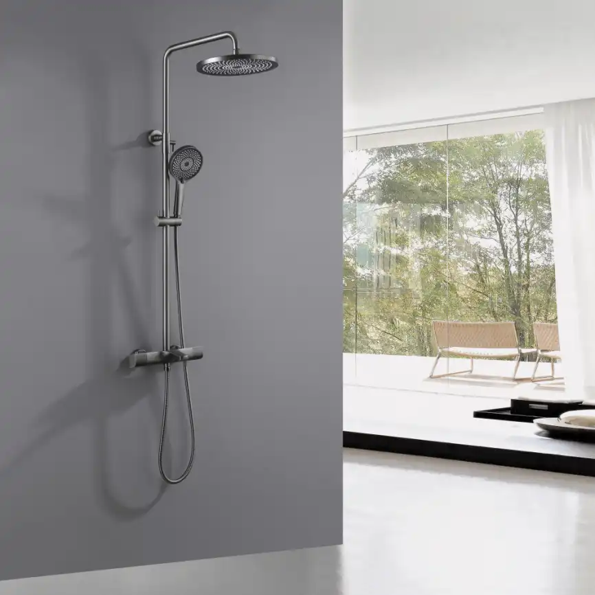 Душевая стойка ABBER Thermostat AF8516NG с термостатом и изливом, никель фото 2