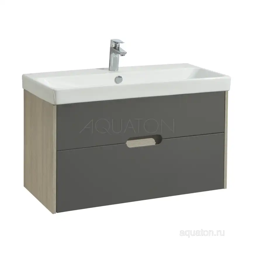 Тумба под раковину Aquaton Оливия 90 1A254401OLUG0 подвесная цвет, грей / дуб ойстер фото 1