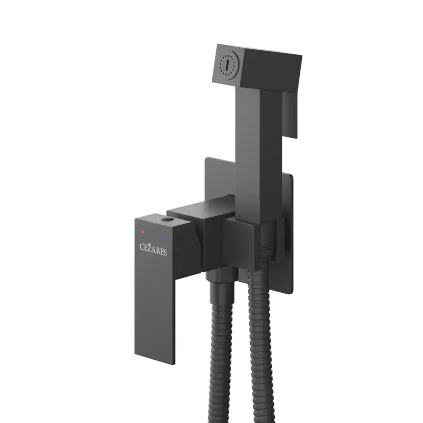 Гигиенический душ со смесителем Cezares SLIDER-DIF-NOP, Черный матовый фото 1