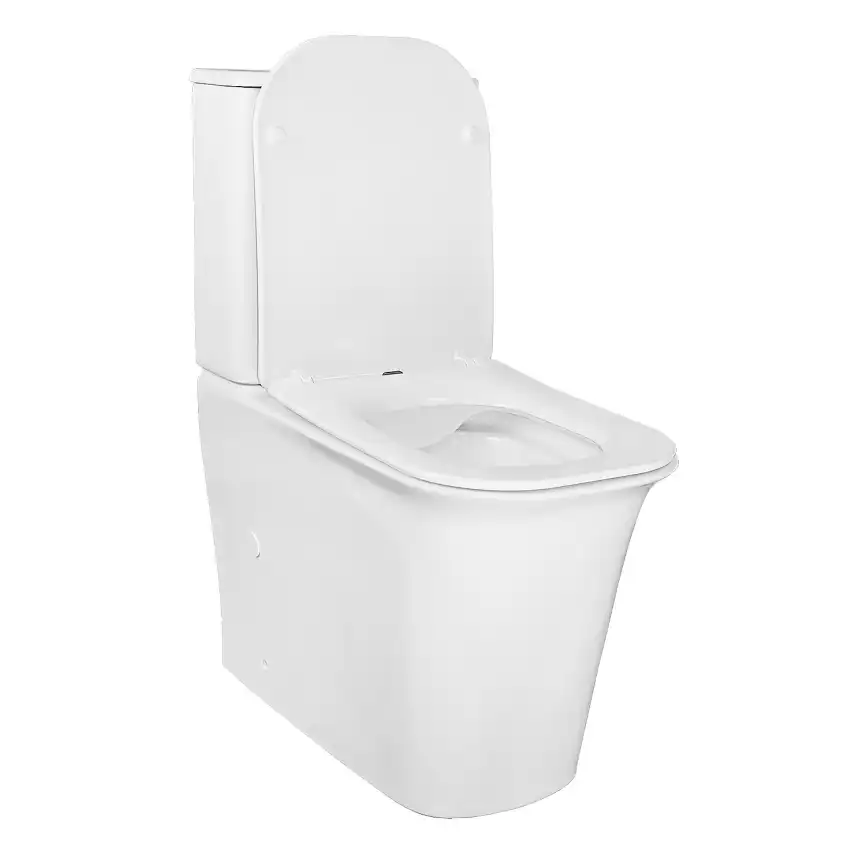 Унитаз напольный Azario VELISE AZ-1222A безободковый, с бачком и сидением микролифт, Белый глянцевый фото 2
