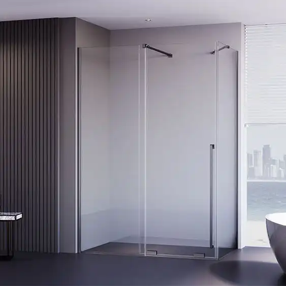 Душевой уголок  Veconi Premium Trento 100х100 PTC50-SP-100100-GR-01-C4, стекло Прозрачное профиль Брашированный графит фото 3