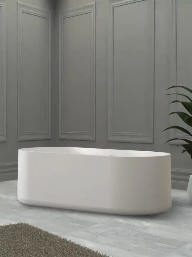 Ванна  Abber Stein 170х75 AS9607 из искусственного камня, Белая матовая фото 3