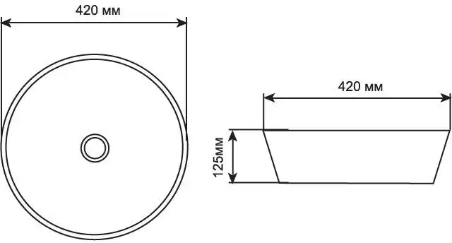 Раковина накладная Aquanet SMART-1-MB 42х42х12,5 круглая, Черная матовая фото 2