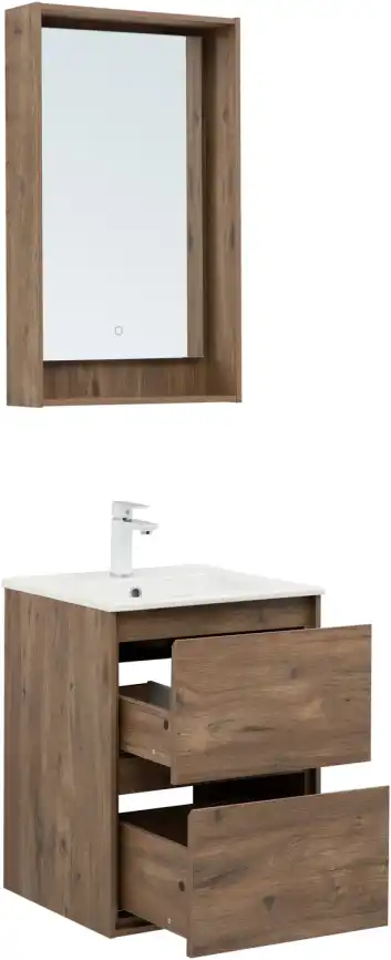 Тумба под раковину Aquanet Милан 50 дуб рустикальный, подвесная, 336376 фото 7