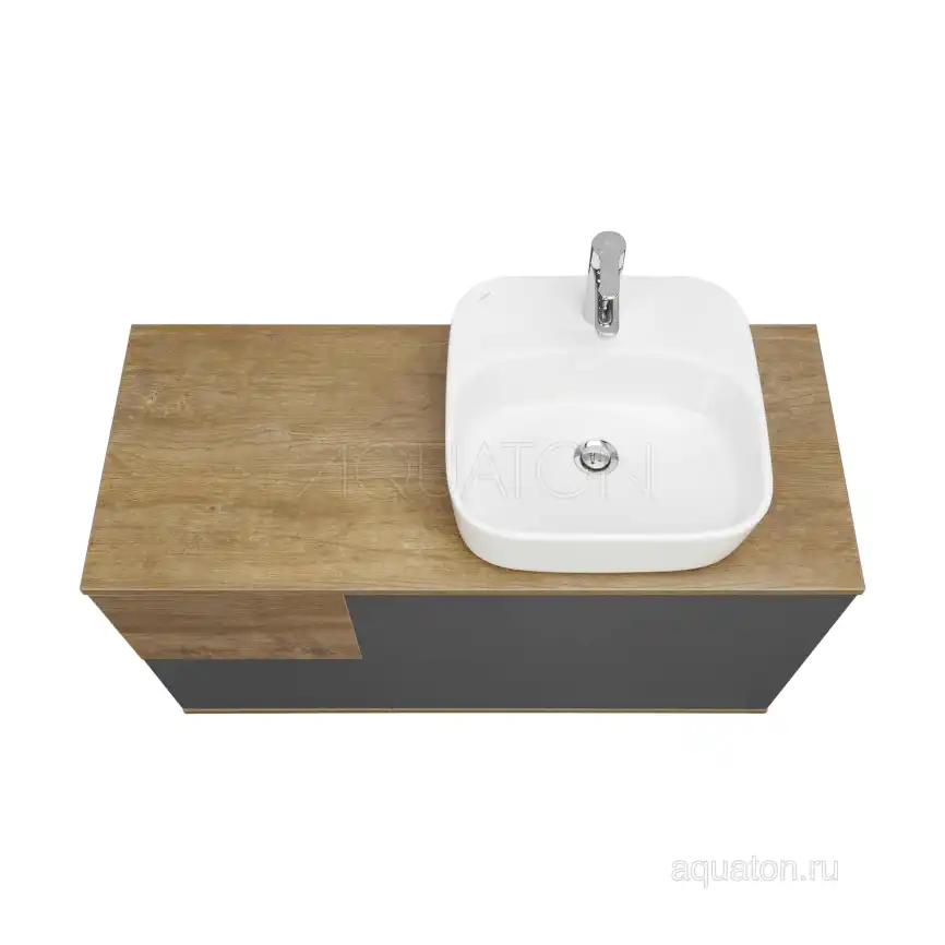 Тумба под раковину Aquaton Терра 105 1A246901TEKA0 подвесная правая, цвет дуб кантри / антрацит фото 11
