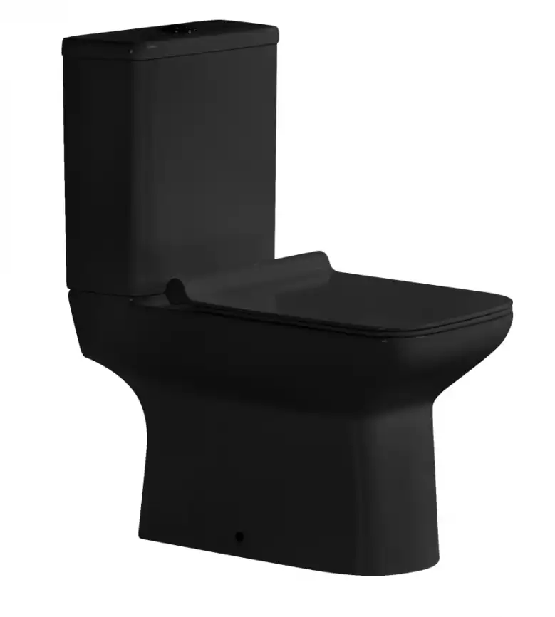 Унитаз-компакт Ceramalux 9125-18, безободковый, с бачком и сидением микролифт Черный фото 1