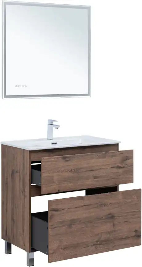 Тумба под раковину Aquanet Алвита New 80 напольная, дуб веллингтон табак, 344129 фото 6