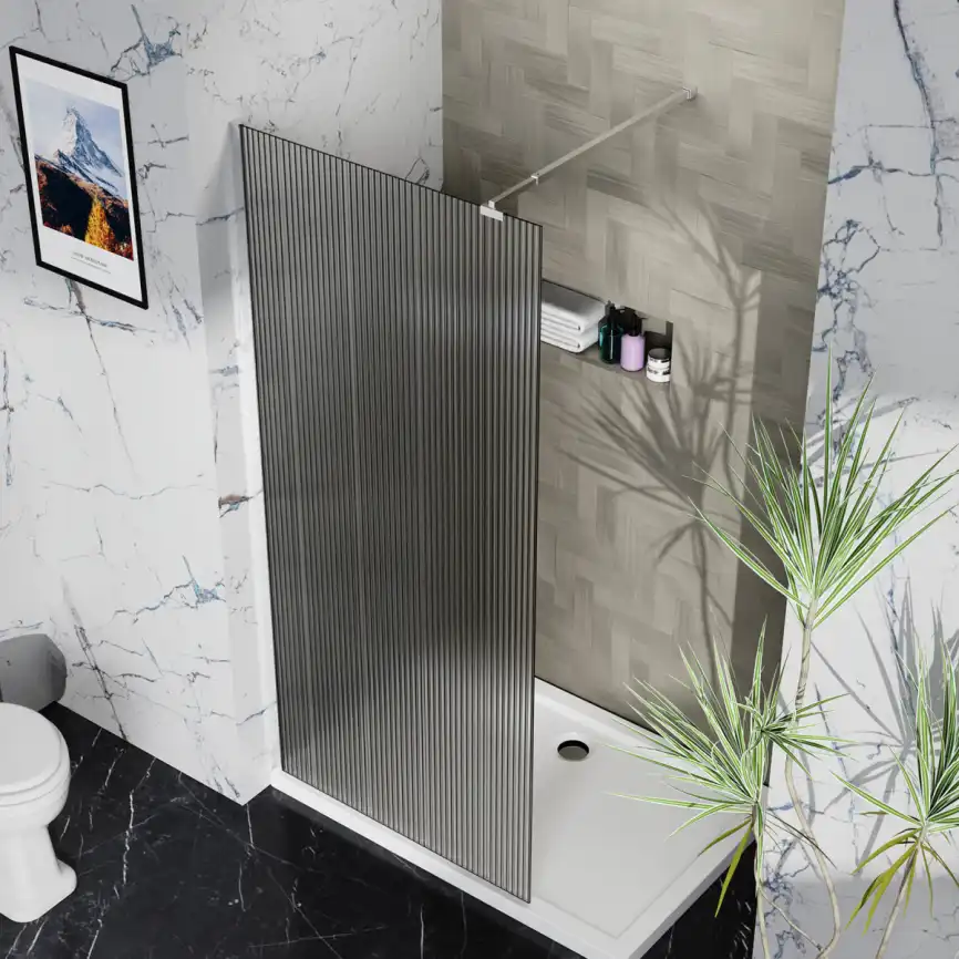 Душевая перегородка Azario Walk-in 120 AZ-251-120-BGL-CRF стекло 8 мм рифленое, профиль Золото матовое фото 7